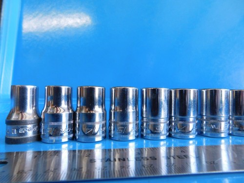 USED,SNAP ON "12MM THRU 24MM" 1/2 IN.DR. SHORT 6 PT. SOCKETS,SET OF 13,#313TWMYA - Foto 2 di 10