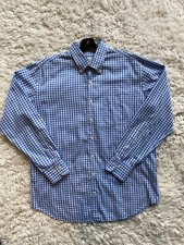 Peter Millar Men  s Sz L Blue Gingham Check Long Sleeve Button Down Cotton Shirt