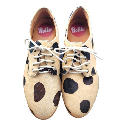 Rollie Nation Rollie Derby Pony Hair Loafer Leather Polka Dot Lace Shoe SZ 37 - Picture 2 of 6