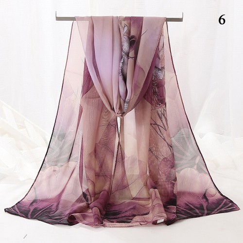Long Soft Chiffon Scarf Plain Sheer Wrap Shawl Women Large Stole Neck Scarves - Picture 22 of 57