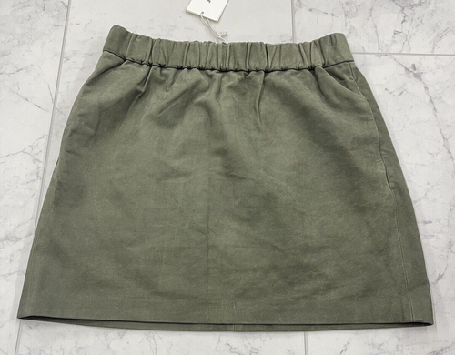 NWT $395 Frame Suede Mini Skirt In Olive Size: Small - Picture 2 of 3