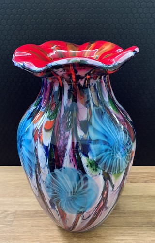 Glasvase Vase Blumenvase Kunstvase Tischvase Glaskunst Murano Stil Deko Blumen - Bild 5 von 6