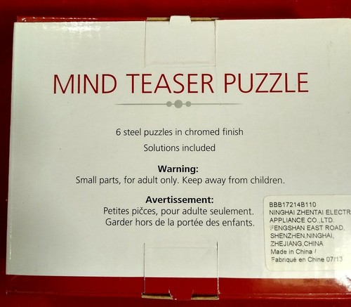 Juego de 6 rompecabezas Mind Teaser NUEVO - Imagen 3 de 3