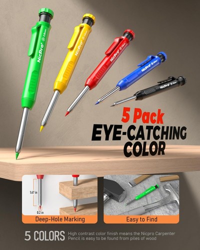 Portable Carpenter Pencil Set with Ergonomic Tools: 27 Pencils & Case Included - Picture 4 of 9