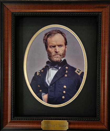 Gen. William Sherman Civil War Generals framed photo with plaque hand colored