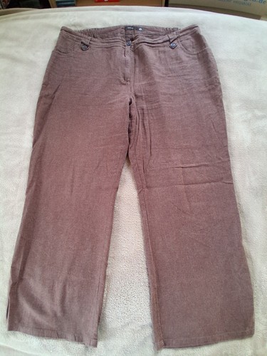 3/4 Damenhose, Queensize, braun, 55% Leinen, Gr. 48/50, Nr. 186