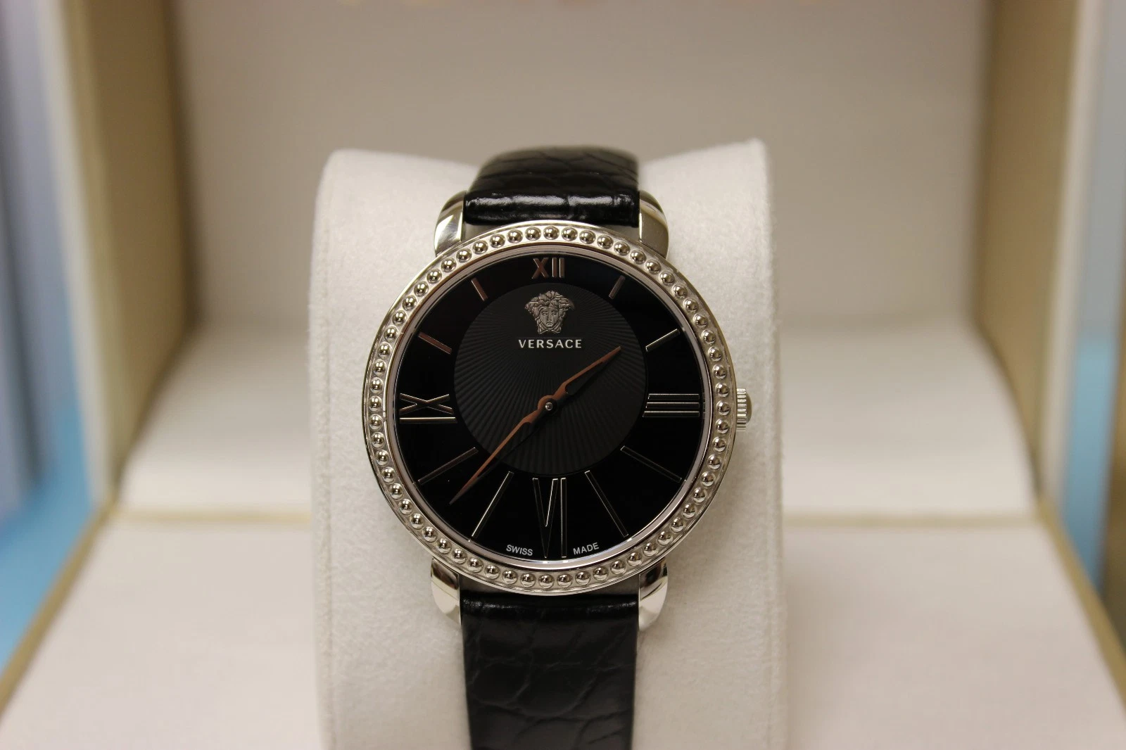 Orologio Versace Donna M6Q99D008 S009 Krios Pelle Nera Cristallo Zaffiro Nero