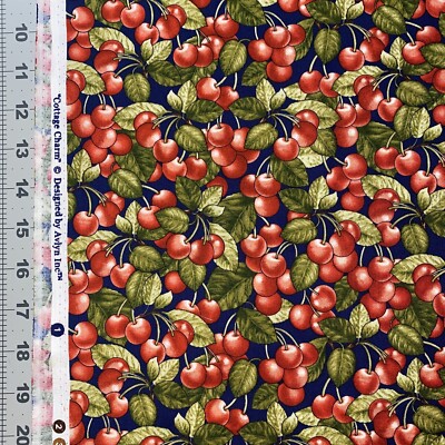 Cottage Charm Cherry Cherries Avlyn Cotton Fabric 1/2 Yard (18 By 44 ) New