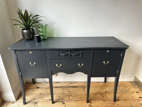 Sideboard Mid Century Vintage- Painted Anthracite Grey - Picture 12 of 14