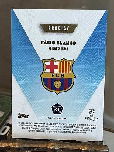Topps Deco 2022/23 UCL Fabio Blanco Barcelona Rookie /49 RC Blue Prodigy - Picture 2 of 2