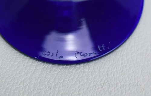 Carlo Moretti Champagne Flute Red Blue Signed - Picture 11 of 13
