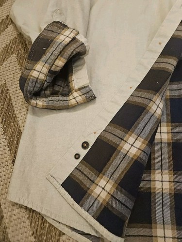 RedHead Jacket Shirt Men XL TALL Tan Twill Button Up Shacket Flannel Lined Bass - Picture 4 of 15