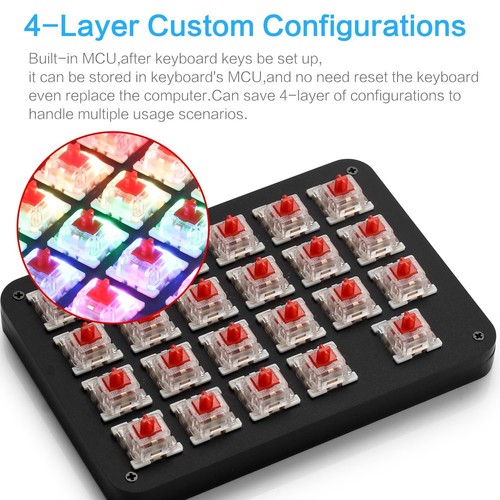 Teclado mecánico portátil para juegos 23 teclas RGB LED retroiluminado interruptores rojos - Imagen 4 de 6