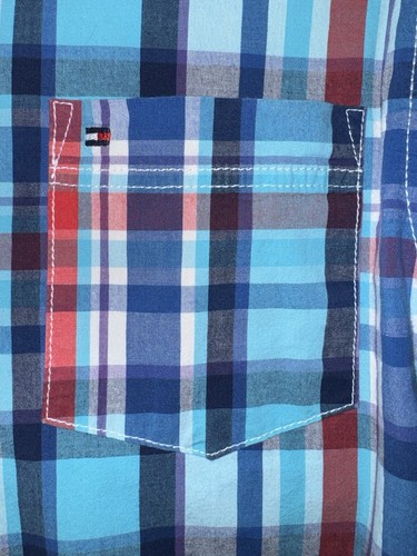 Tommy Hilfiger Boys XL Size 20 Blue Red Check Long Sleeve Button Up Dress Shirt - 第 3/4 張圖片