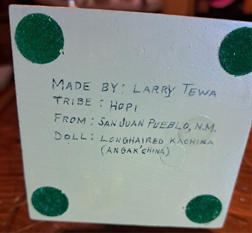 Vintage Hopi Long Haired Anga Kachina Signed By Larry Tewa San Juan Pueblo NM - Picture 5 of 5