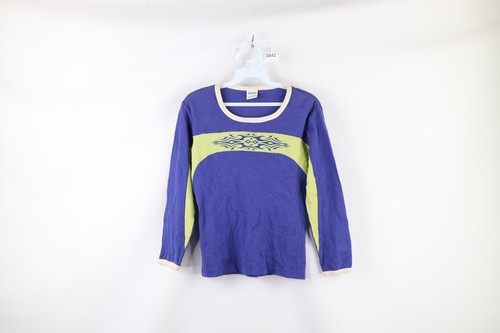 Vtg Y2K Streetwear Womens Medium Faded Ribbed Knit Tribal Long Sleeve T-Shirt - Bild 1 von 9