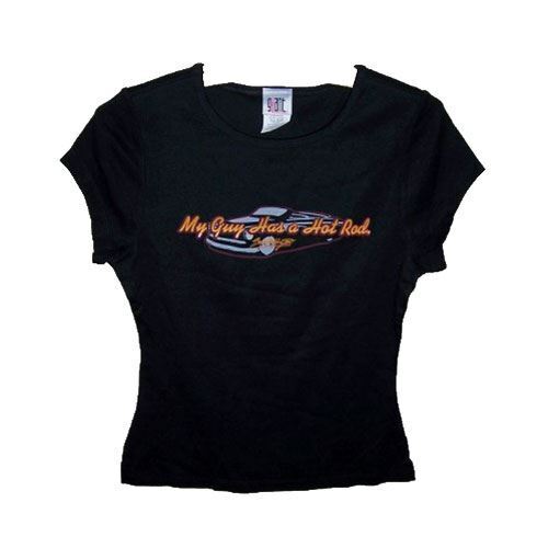 Ladies T-Shirt Novelty My Guy Has A Hot Rod Black Car Funny Size Large - Picture 1 of 2