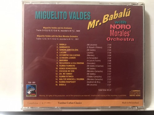 Rare CD Salsa Miguelito Valdes With Noro Morales Mr Babalu Tumbao TCD025 1949-51 - Picture 2 of 2