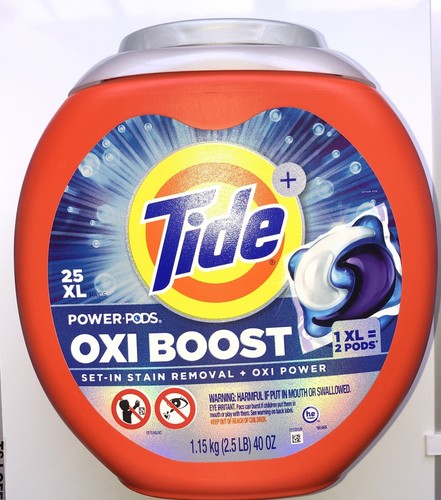 Tide Power Pods Oxi Boost 2 Pack 25 XL Pacs Each Deep Clean Laundry Detergent - Picture 2 of 3