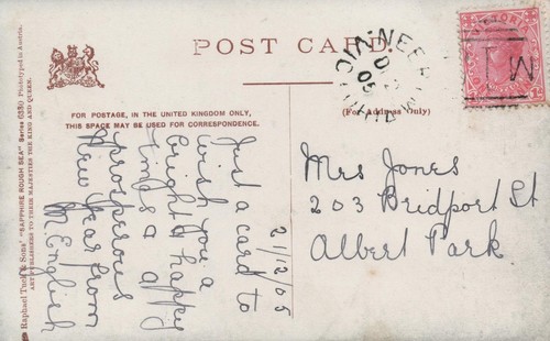 1905 ANTIQUE Tuck's Rough Sea Off the Old Pier Morecambe POSTCARD - Albert Park - Picture 2 of 3