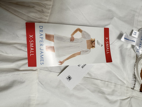 Draper James White Puff Sleeve Square Neck Mini Short Dress Size XS W/ Pockets - Picture 4 of 4