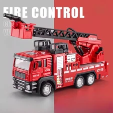 1/32 Fire Ladder Truck Water Tanker Car Toy Model Alloy Diecasting Doors Opened