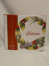 DITZ AND FLOYD Tarlan Christmas Believe Snack Plate with Spreader.