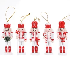5Pcs Wooden Nutcracker Soldier Christmas Ornament Vintage Decor Gift 5'' USA