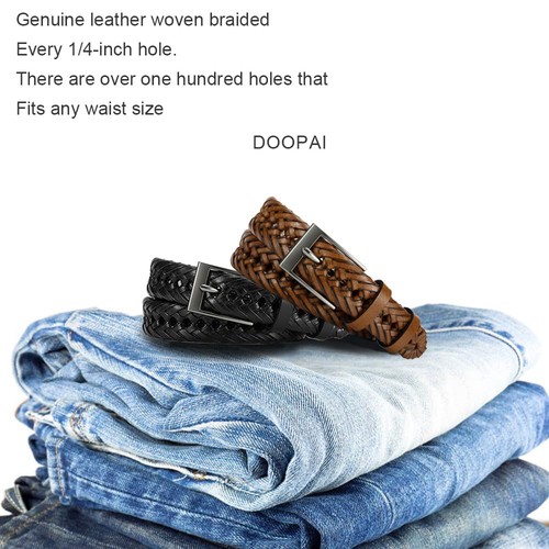 Men's Braided Leather Dress Belt - Comfort Fit, Adjustable Strap, Fashion Han... - Picture 3 of 6
