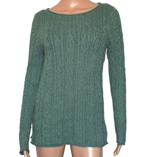 LAUREN RALPH LAUREN Pullover Zopfmuster Baumwolle grün U-Boot-Ausschnitt Größe M - Bild 3 von 6