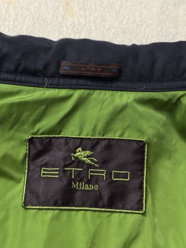Etro Made In Italy Cotton Linen Poly Black Field Jacket Packable Hood Medium M - Picture 8 of 10