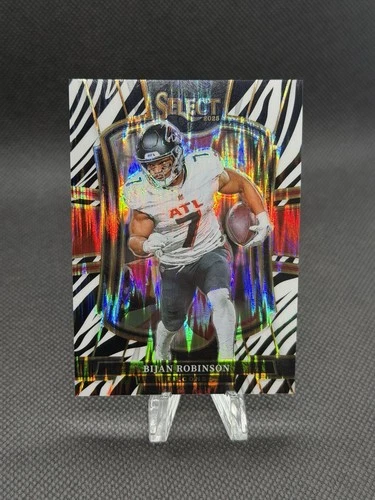 2025 Panini Select Bijan Robinson #148 Premier Level Zebra Prizm Shock Falcons