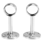 2 Pcs Stainless Steel Curtain Brackets Closet Pole Socket Round Shape 25 mm