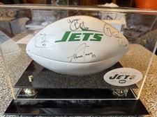 New York Jets Autographed Football Display Case NFL Football Glenn Jones Chrebet