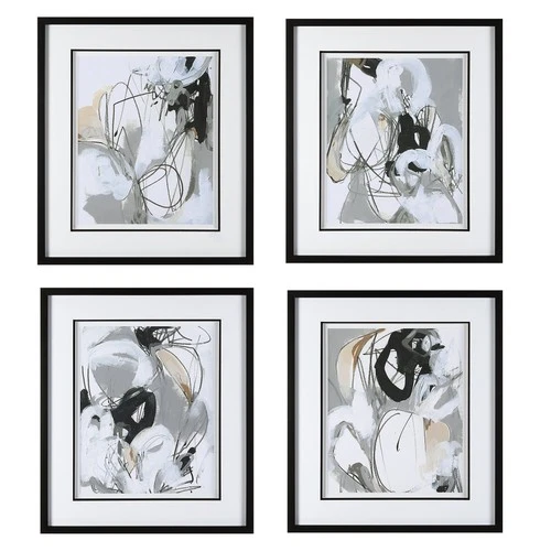Uttermost 41419 Tangled Threads Abstract Framed Prints, S/4 - Picture 1 of 5