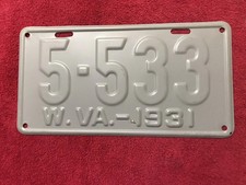 1931 West Virginia License Plate
