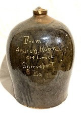 Antique 5 Gal Scratch Advertising Whiskey Jug Andrew Kuhn Shreveport Louisiana