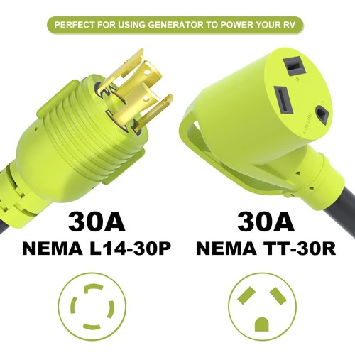 4 Prong 30 Amp RV Generator Adapter Cord,NEMA L14-30P Twist Lock Male Plug to... - Picture 2 of 7