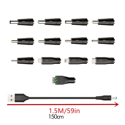 5 feet USB to DC 5V Power Cord, Universal DC 5.5x2.1mm Cable with 13 Connectors - Picture 11 of 11