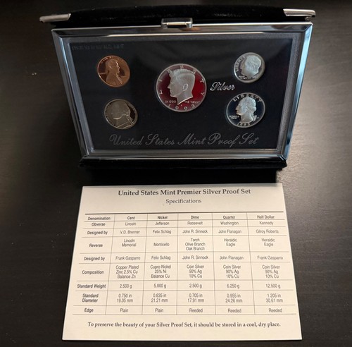 1993-S U.S. Mint Premier Silver Proof 5-Coin Set, OGP w/ COA, Case Stand - Picture 2 of 9