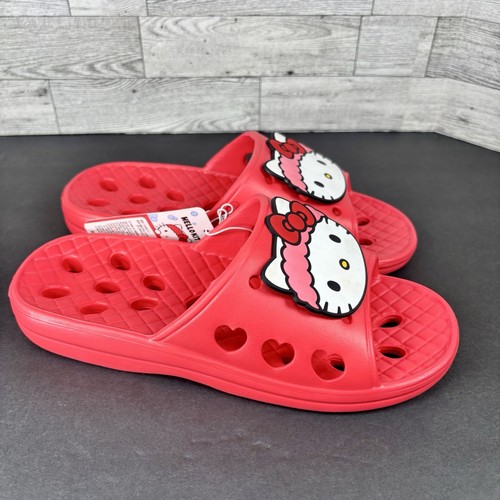 Nuevos zapatos de baño/ducha Hello Kitty/zapatillas/toboganes/rojo/exterior/interior - Imagen 3 de 10