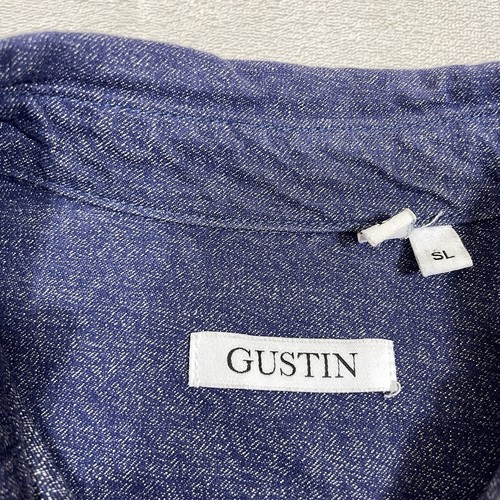Gustin Chin Strap Denim Shirt Mens L (fits M) USA Cotton Heritage Antique Style - Picture 9 of 10