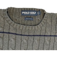 Ralph Lauren Polo Golf Gray Cable Knit Sweater Men  s Size L Excellent Condition
