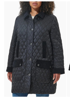 Plus sz 3X ~ Barbour Constable Quilted Longline Jacket in Black MSRP$450