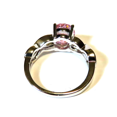 Silver Ring Size 9 White Lab Opal Inlay 8mm * 6mm Pink Sapphire - New Old Stock - Picture 10 of 10