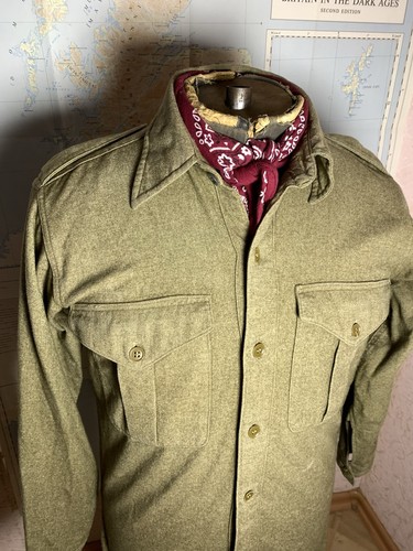 Vintage WW2/Post War 40-50’s British Army Paratrooper Wool Button Down Shirt - Picture 3 of 15