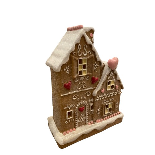 Cupcakes & Cashmere Light Up Gingerbread House Pink Heart Holiday Decor New - Picture 12 of 20