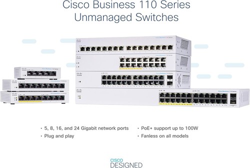 Cisco Business CBS110-8T-D Unmanaged Switch 8 Port GE Desktop Ext PS Lim - 第 4/5 張圖片