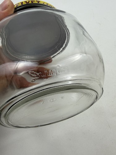 Vintage Samt Erdnussbutter knusprig Metalldeckel groß quadratisch Glas Duraglas 5" x 6" - Bild 12 von 14