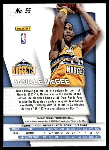 2014-15 Panini Prizm JaVale McGee Denver Nuggets #55 - Picture 2 of 2